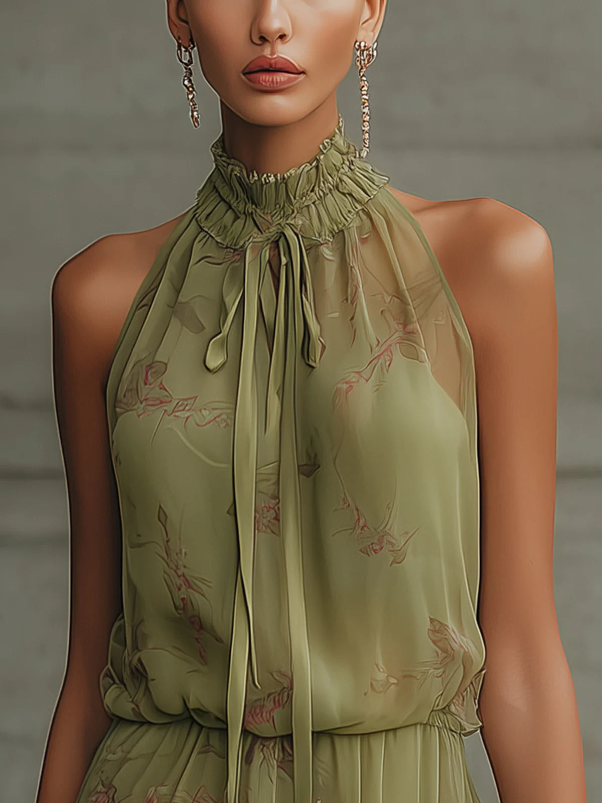 Sylvie – Minivestido verde de chiffon