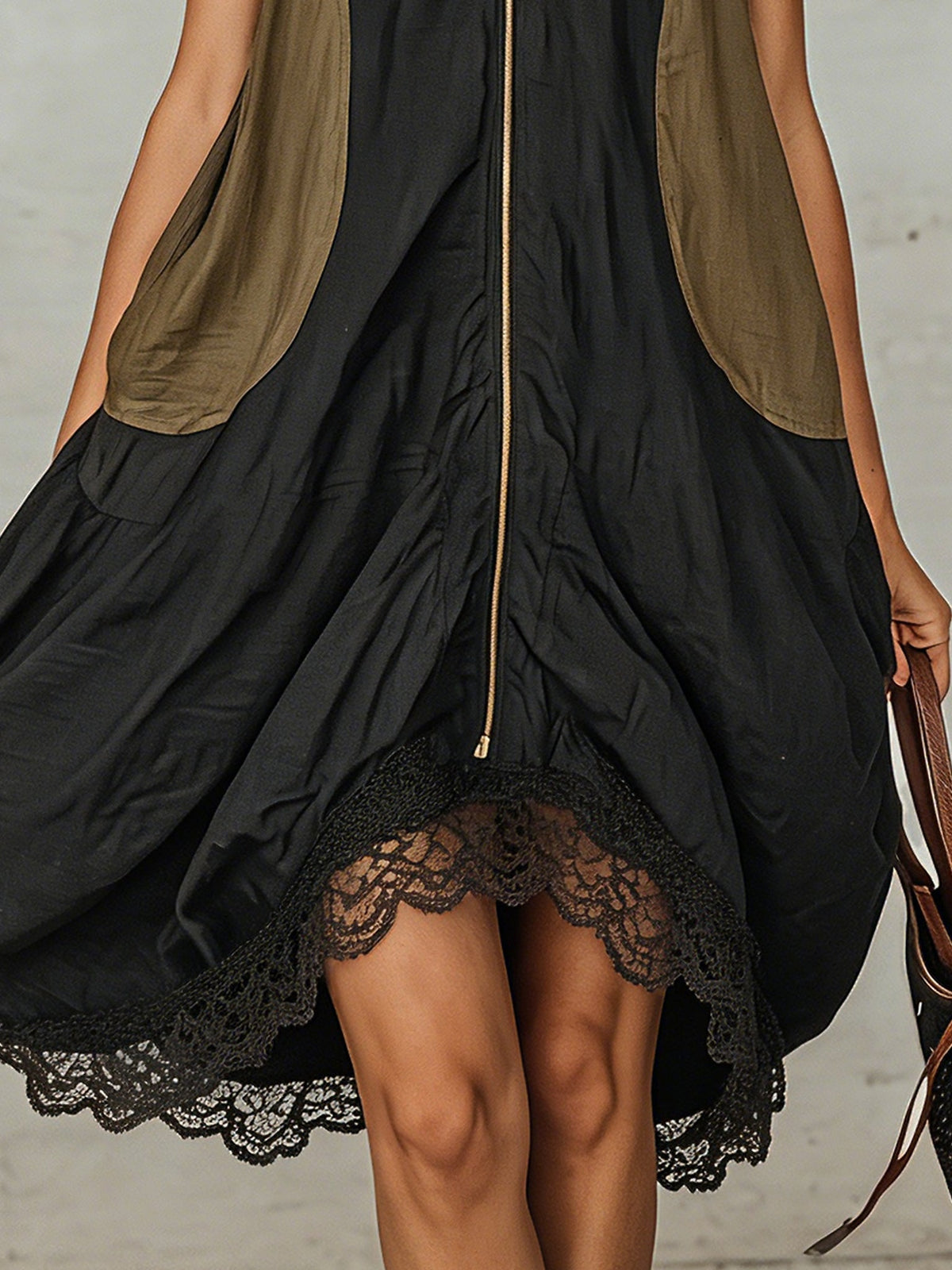 Valentina – Minivestido color block com fecho frontal