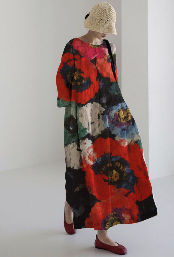 Vestido de verão floral rosa