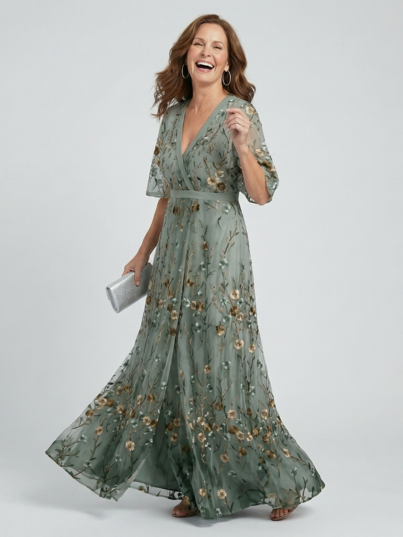 Selora | Vestido maxi fluido de frente única com padrão floral