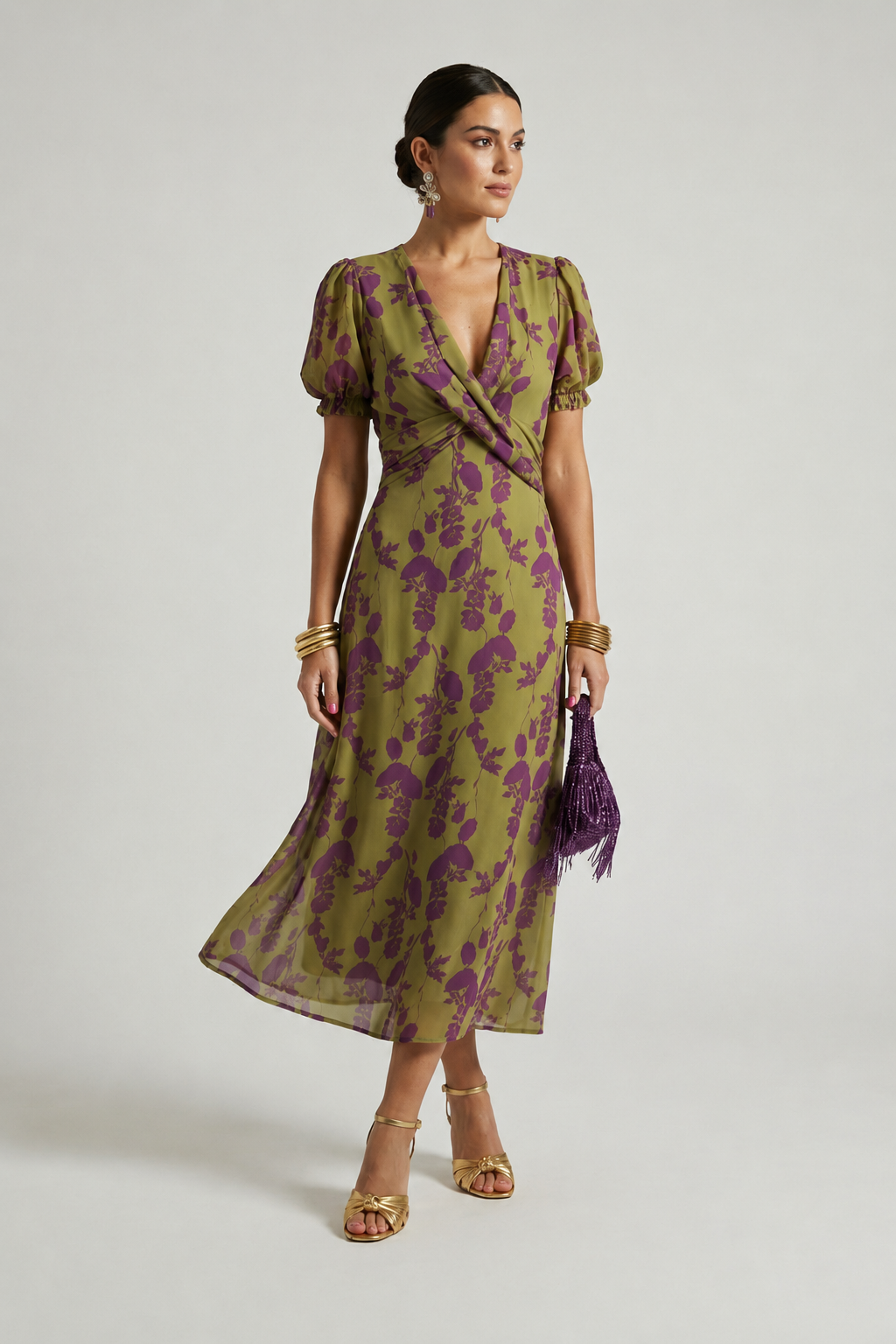 Viviane | Vestido midi floral envelope