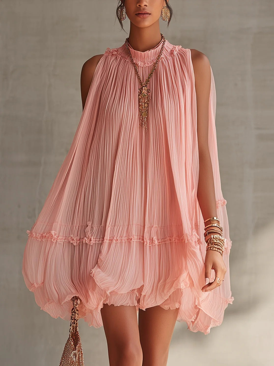 Camilla – Minivestido de chiffon em formato balão