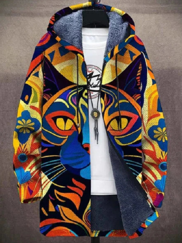 Isabella | Casaco de Malha com Capuz e Estampado Artístico
