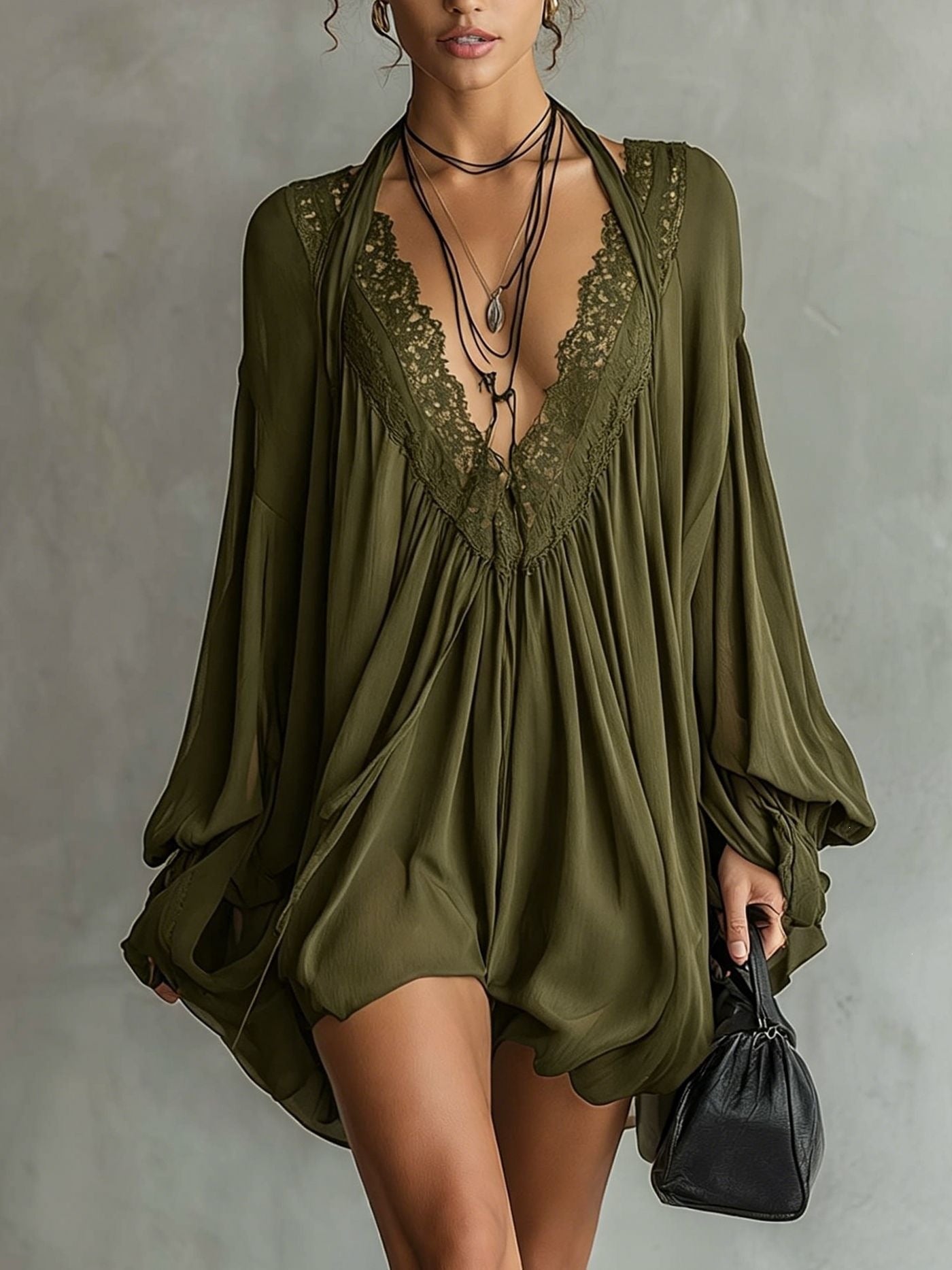 Cassandre – Minivestido de chiffon com renda
