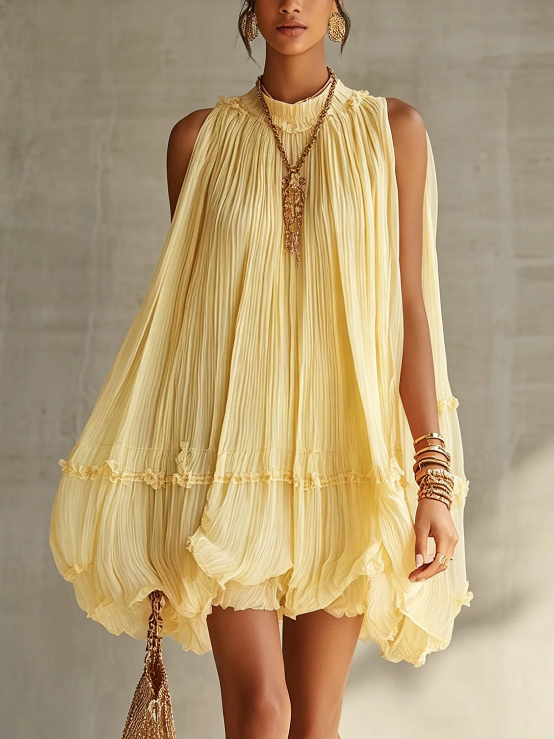 Camilla – Minivestido de chiffon em formato balão