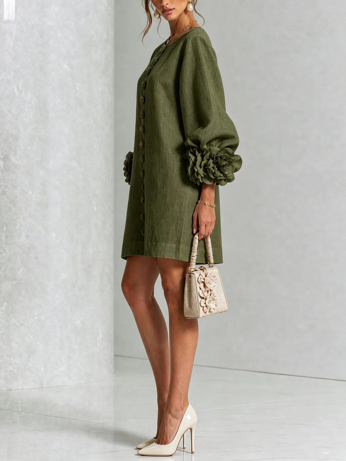 Elena – Minivestido com punhos florais