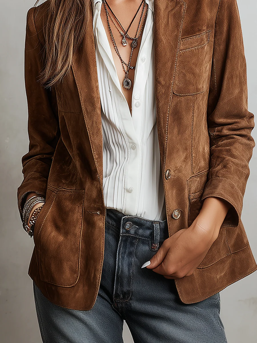 Blazer Vintage Feminino Castanho
