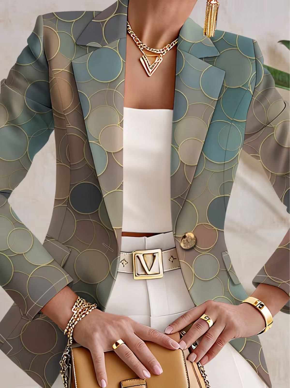 Theodora | Blazer de Alfaiataria com Estampado Circular