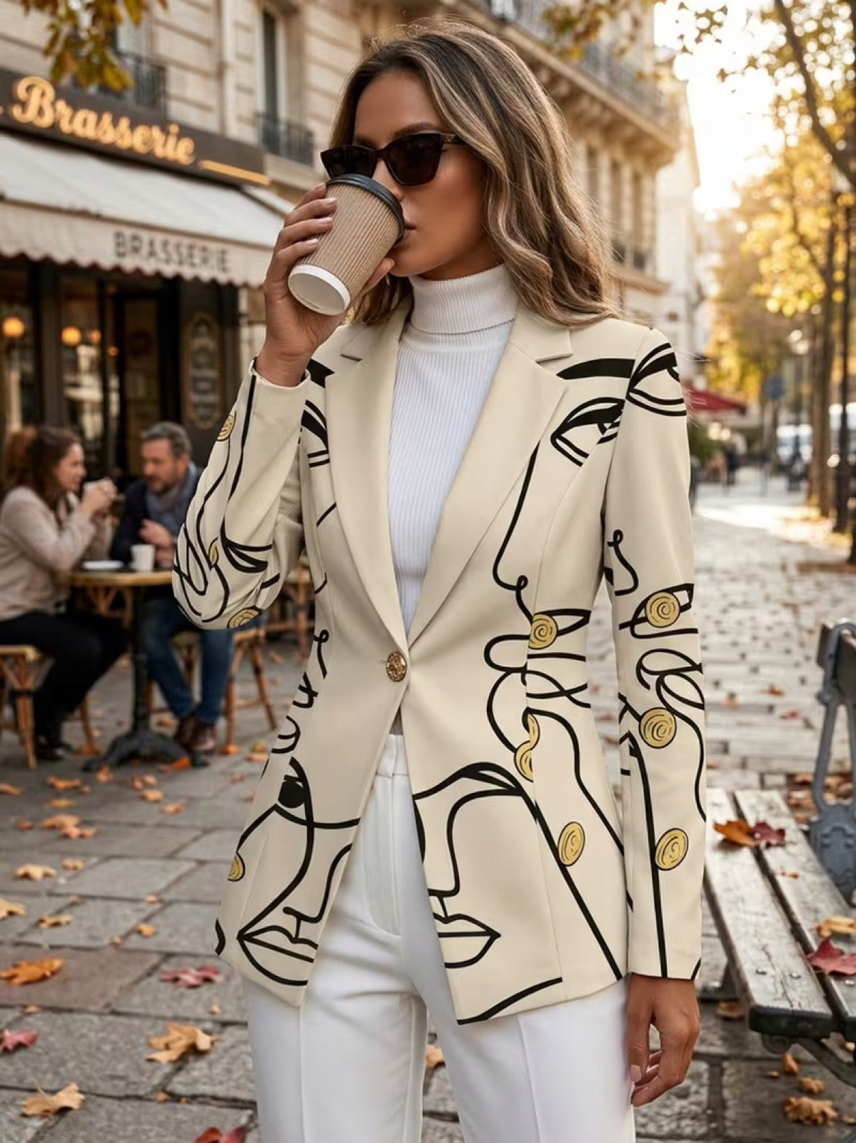 Francine | Blazer de Alfaiataria com Arte Linear