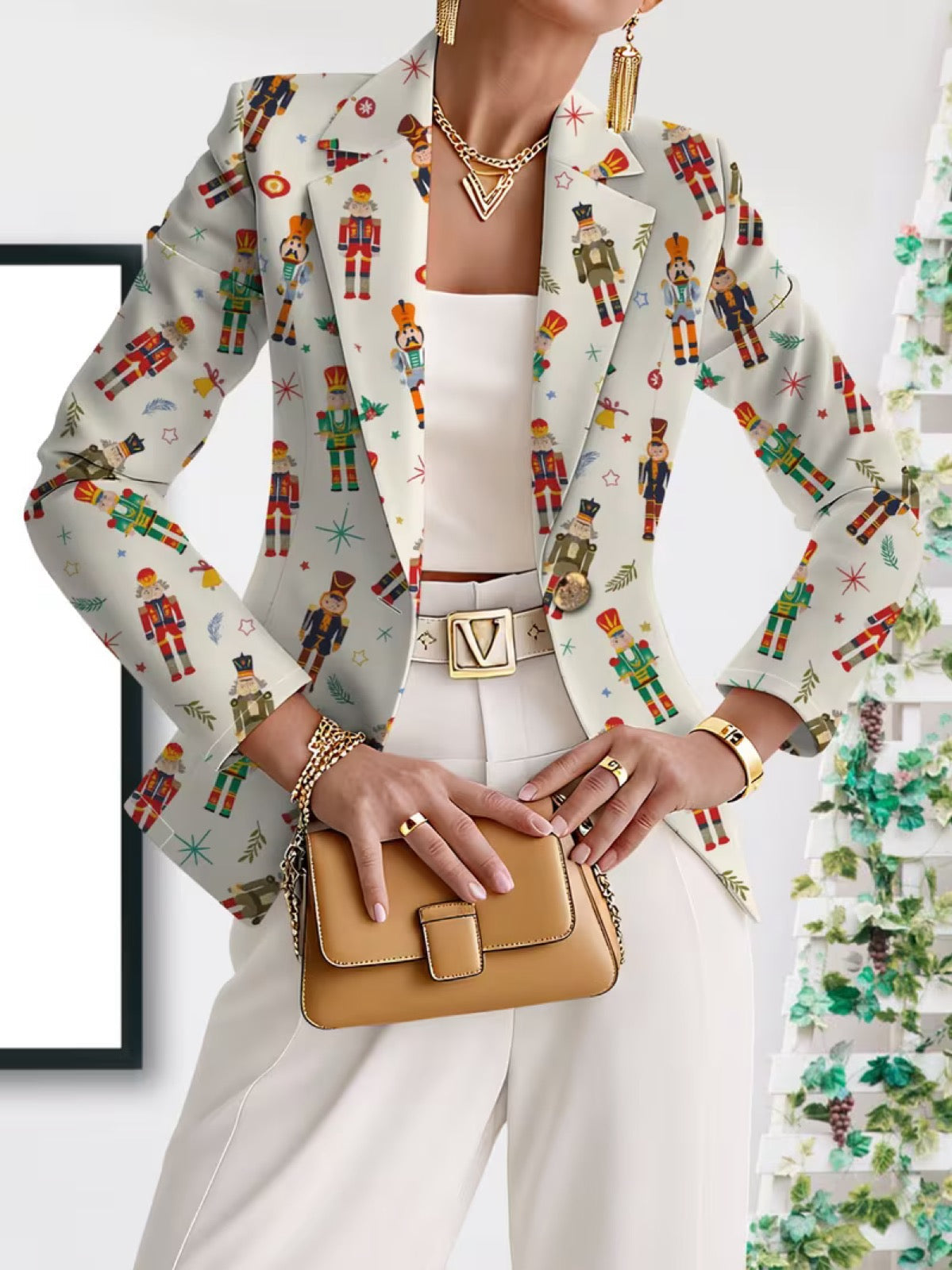 Kathleen | Blazer de Alfaiataria com Estampado Festivo