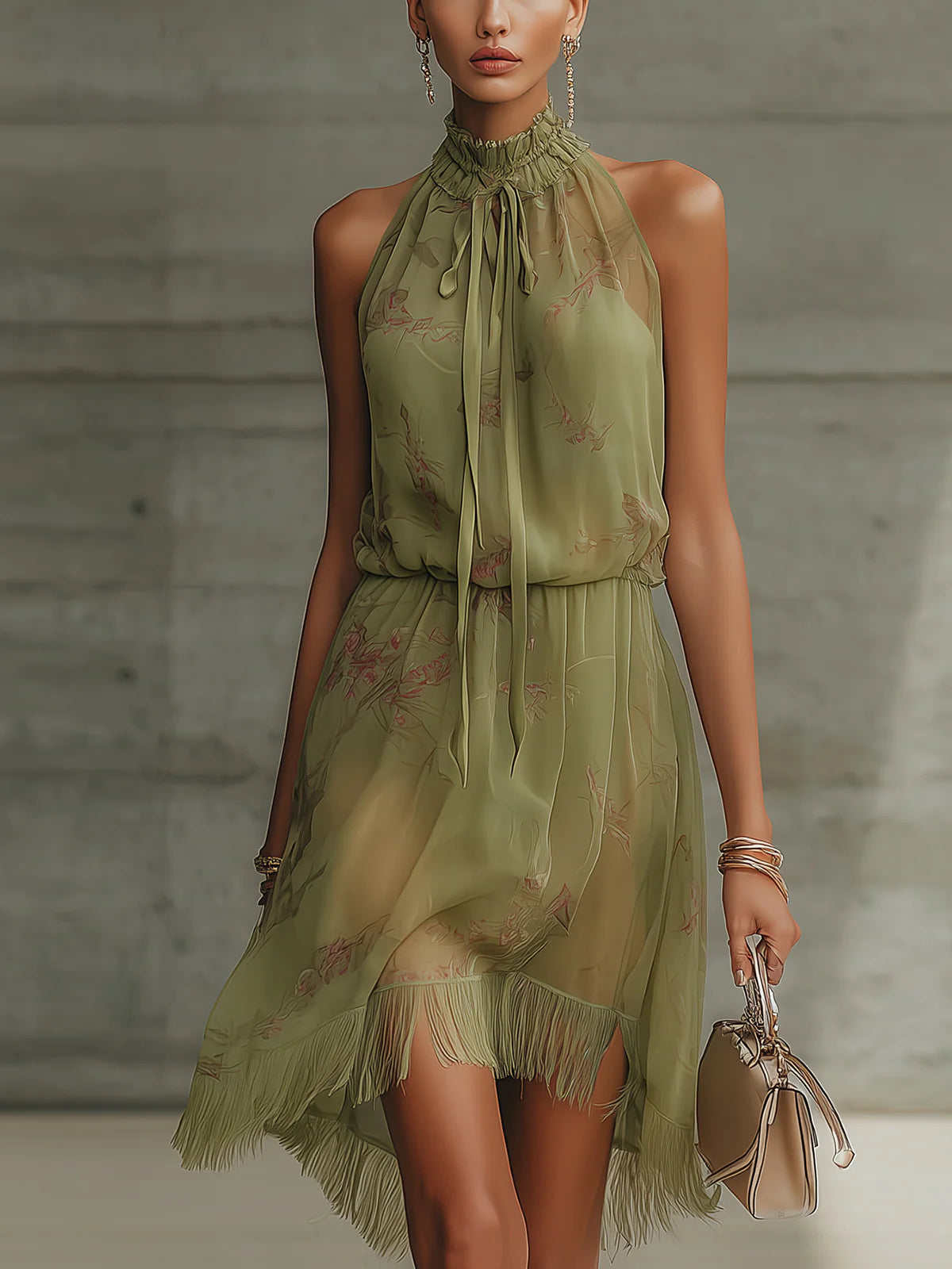Sylvie – Minivestido verde de chiffon