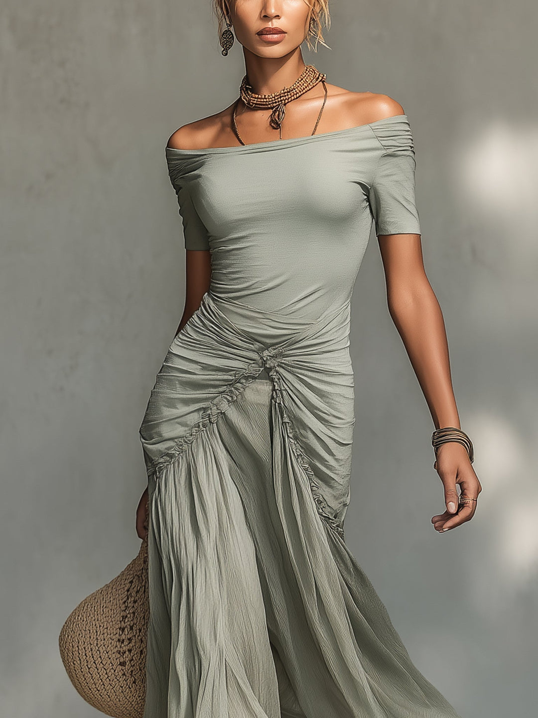 Sophie – Vestido Maxi de Chiffon Cinzento