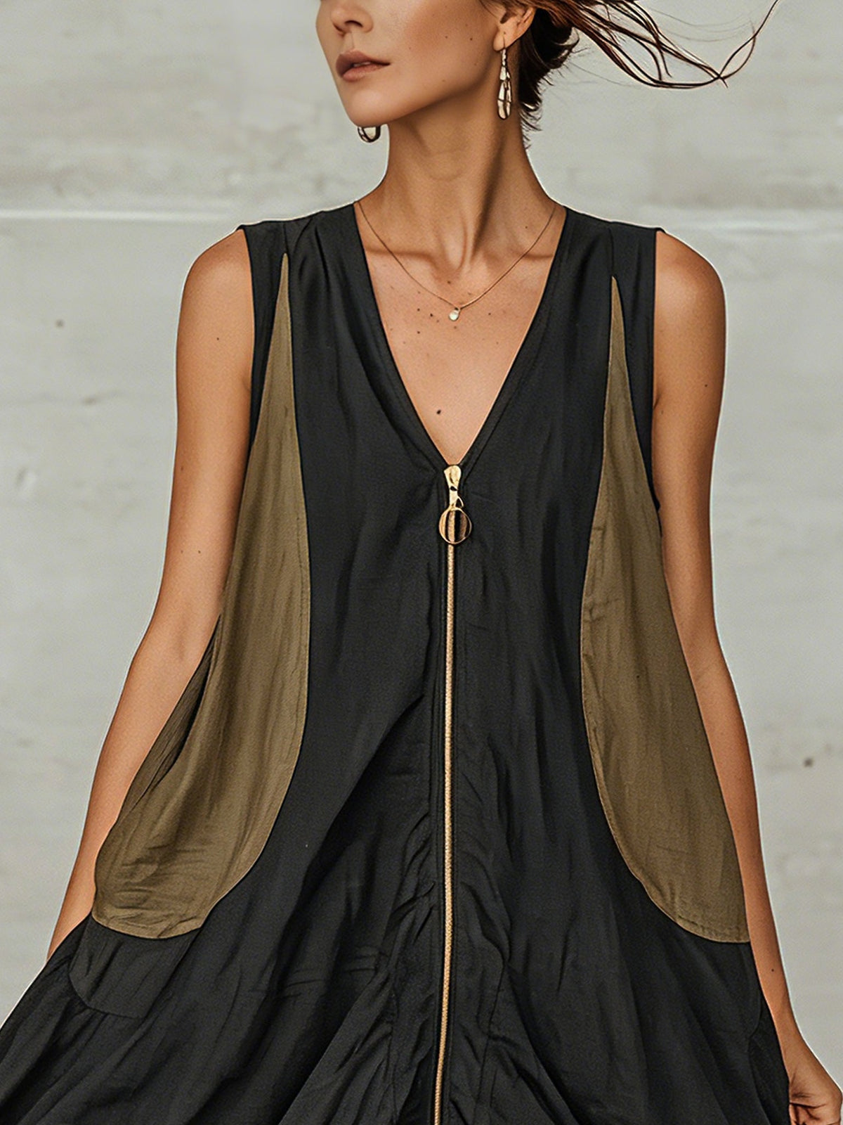 Valentina – Minivestido color block com fecho frontal