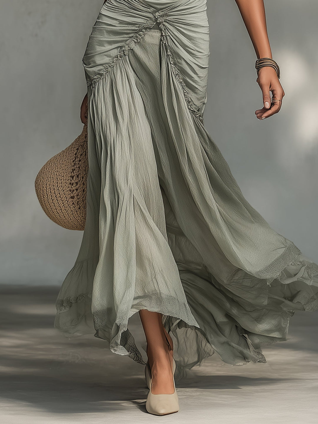 Sophie – Vestido Maxi de Chiffon Cinzento