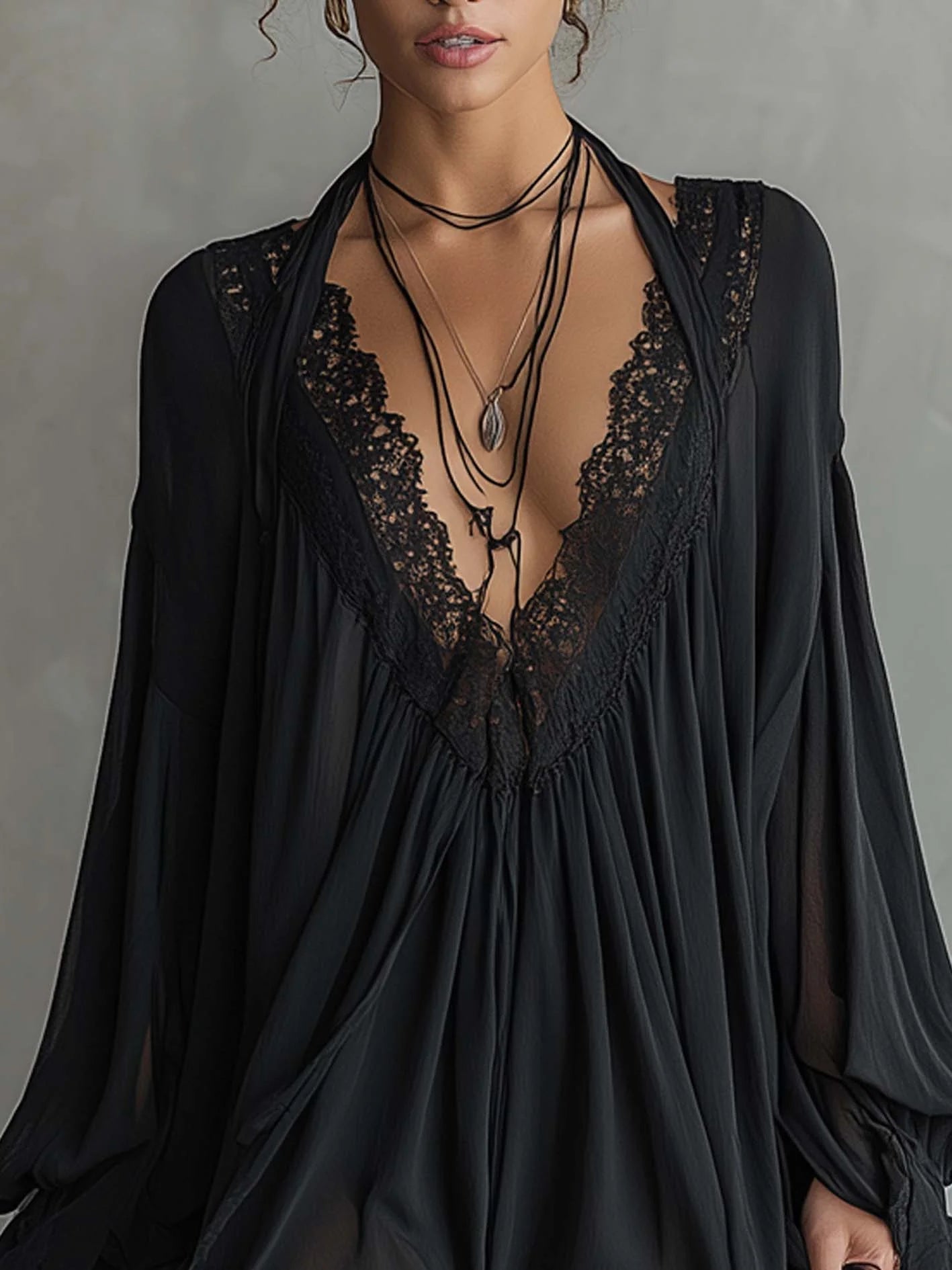 Cassandre – Minivestido de chiffon com renda
