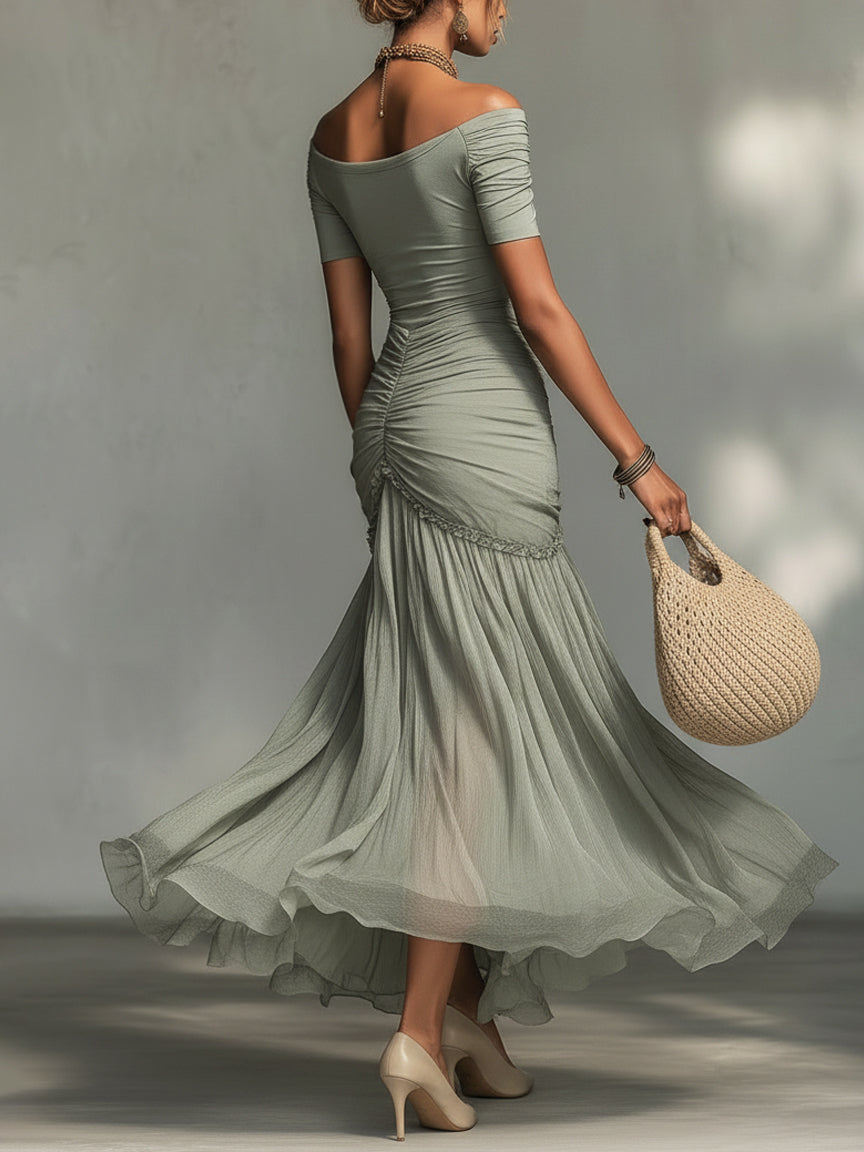 Sophie – Vestido Maxi de Chiffon Cinzento
