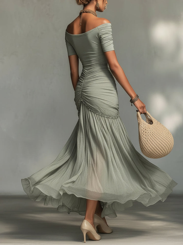 Sophie – Vestido Maxi de Chiffon Cinzento