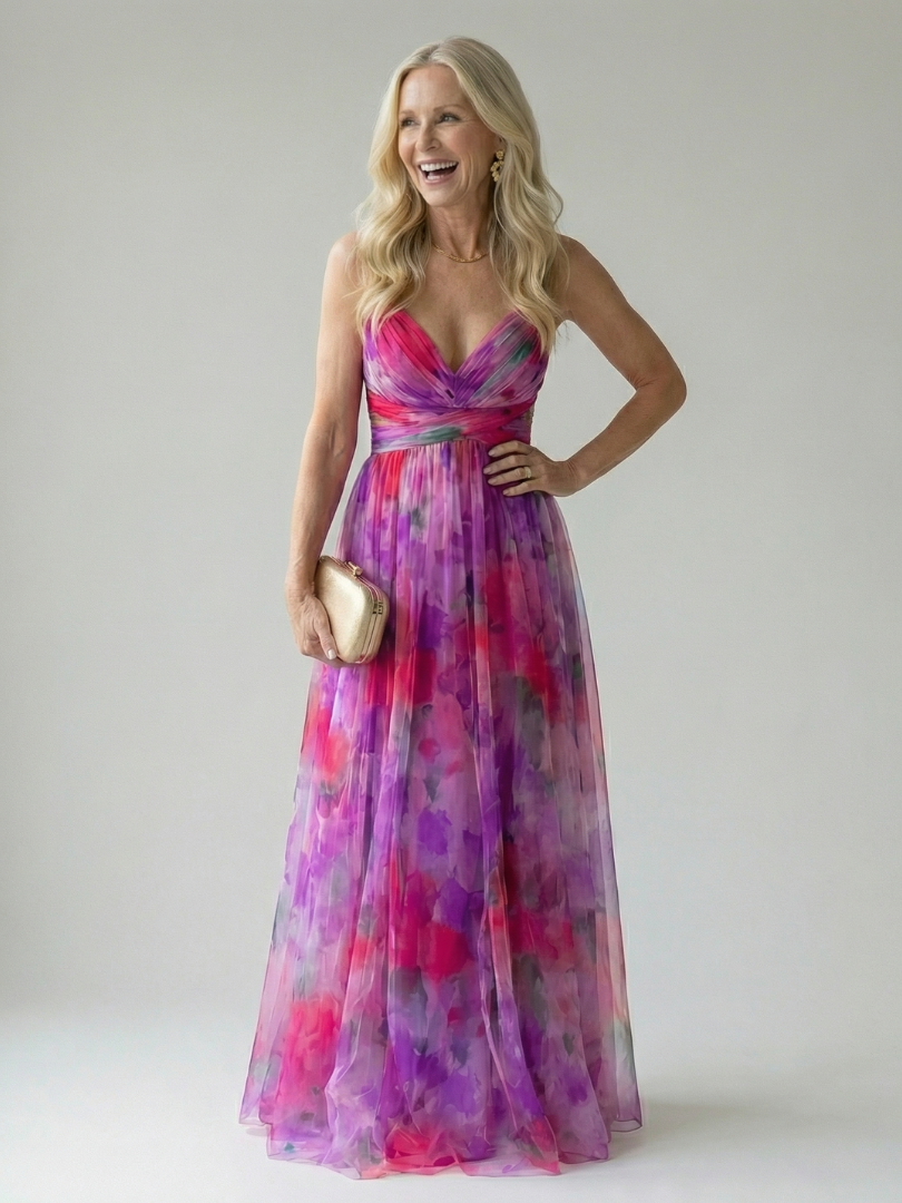 Élise | Vestido maxi envelope com degradé de cores