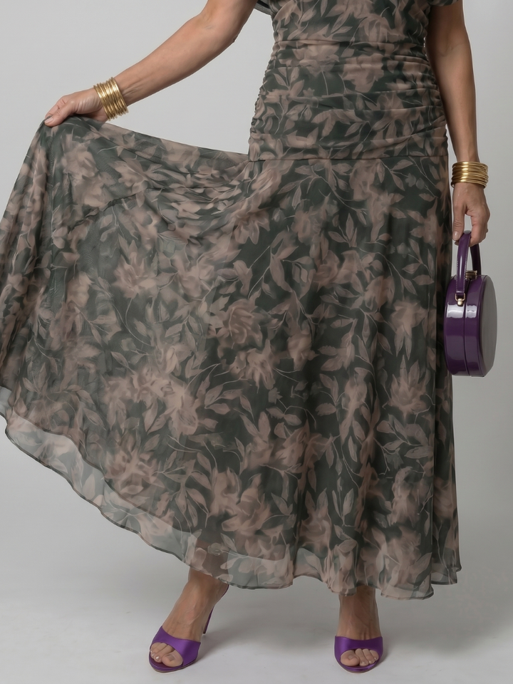 Calen | Vestido midi leve com ombros descobertos