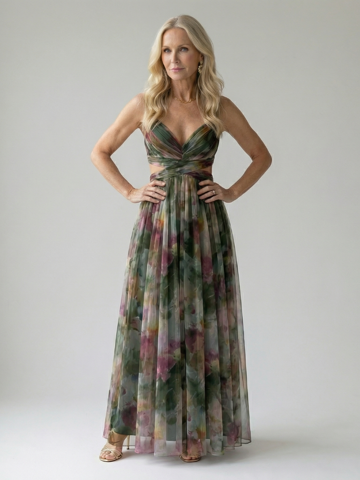 Élise | Vestido maxi envelope com degradé de cores