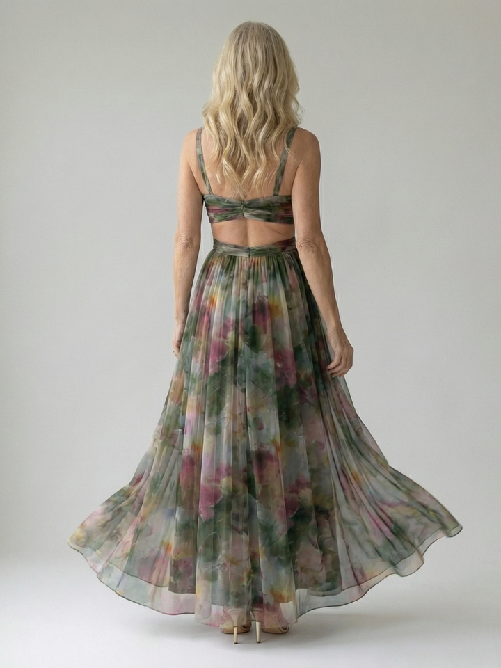 Élise | Vestido maxi envelope com degradé de cores
