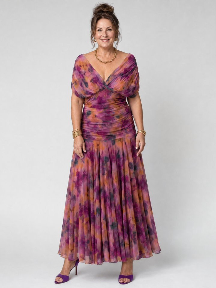Calen | Vestido midi leve com ombros descobertos