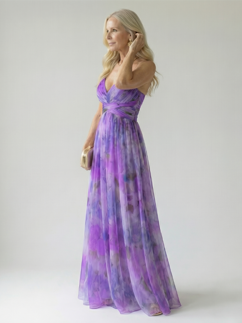 Élise | Vestido maxi envelope com degradé de cores