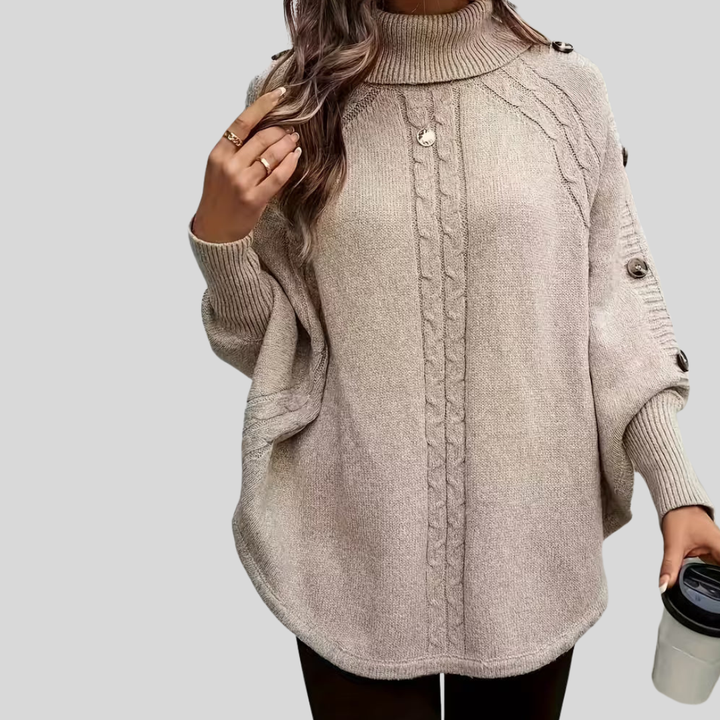 Norelle™ | Camisola de malha entrançada com gola subida