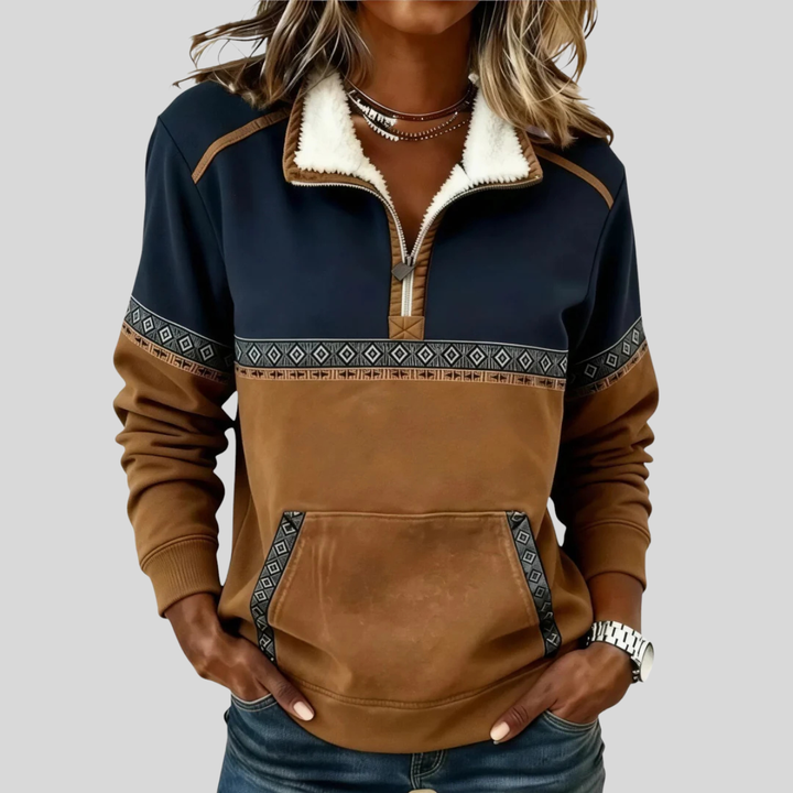Alvette™ | Camisola com gola sherpa e meio fecho