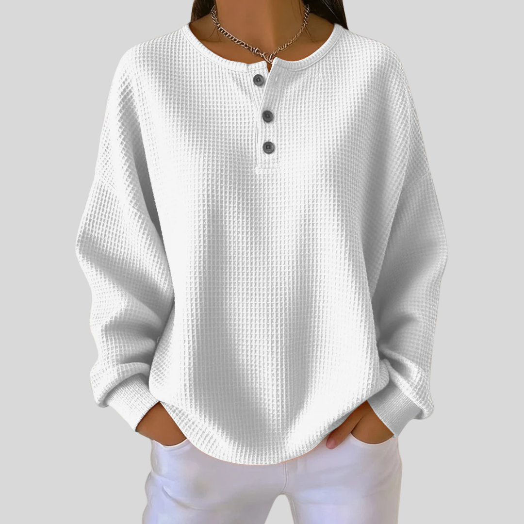 Nessa™ | Sweatshirt Henley descontraída