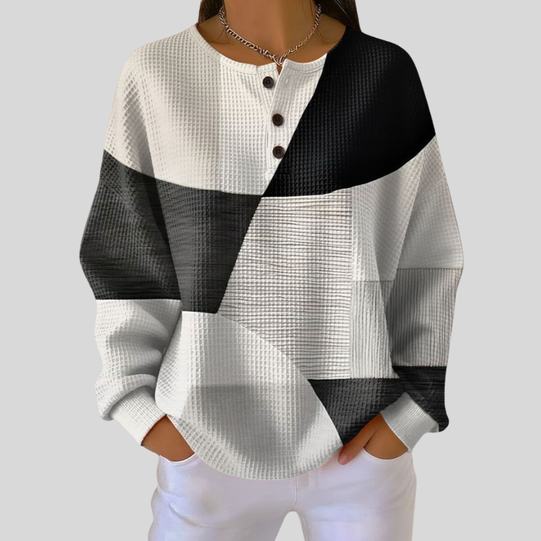 Almira™ | Sweatshirt Henley em malha waffle