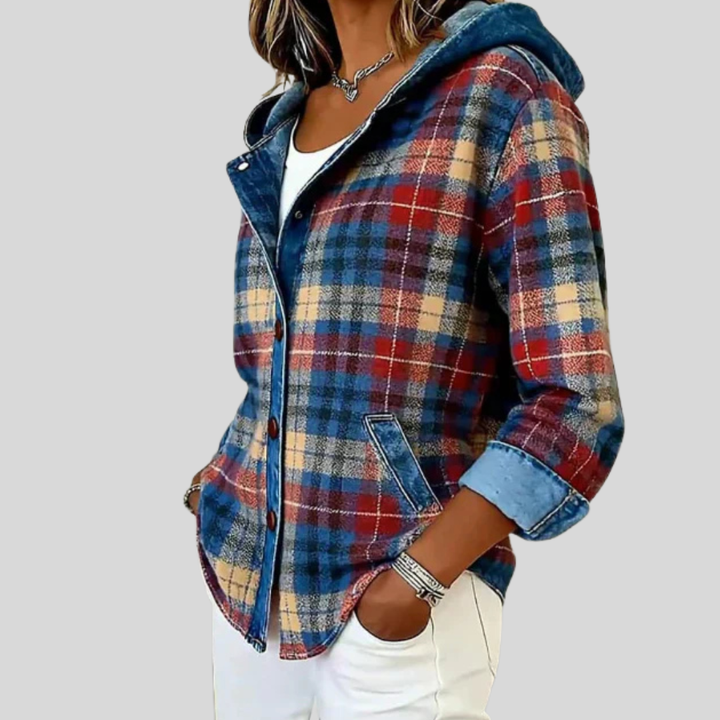 Hildred™ | Camisa-casaco aos quadrados com capuz