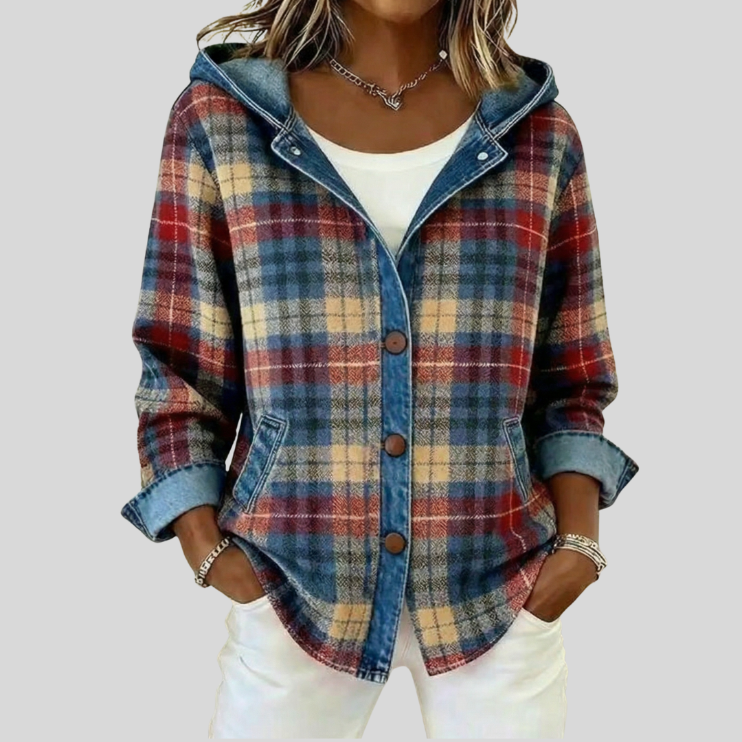 Hildred™ | Camisa-casaco aos quadrados com capuz