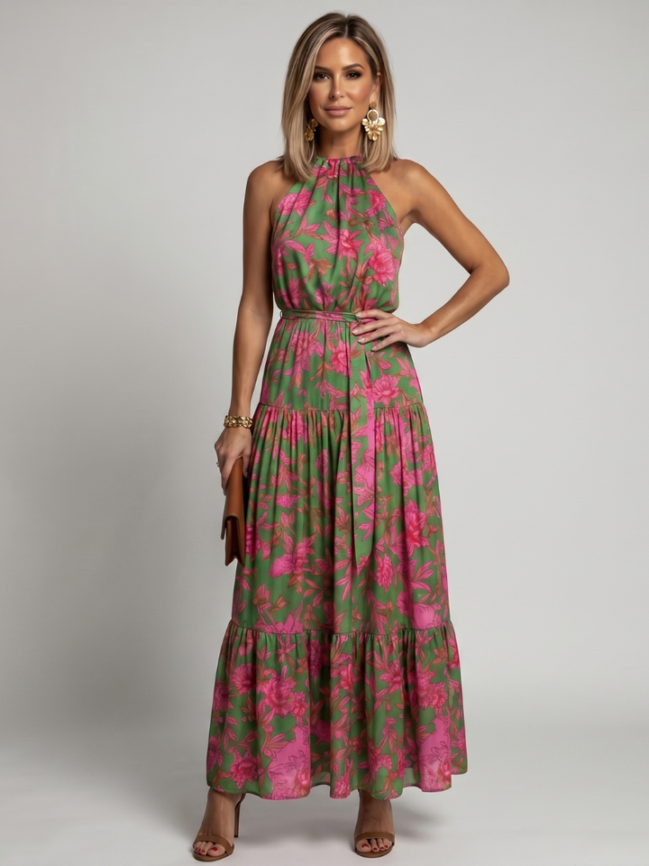 Rowen | Vestido midi drapeado com cinto