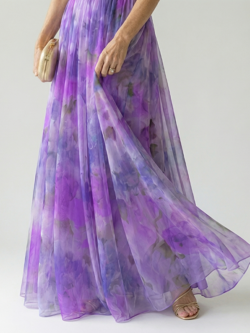 Élise | Vestido maxi envelope com degradé de cores
