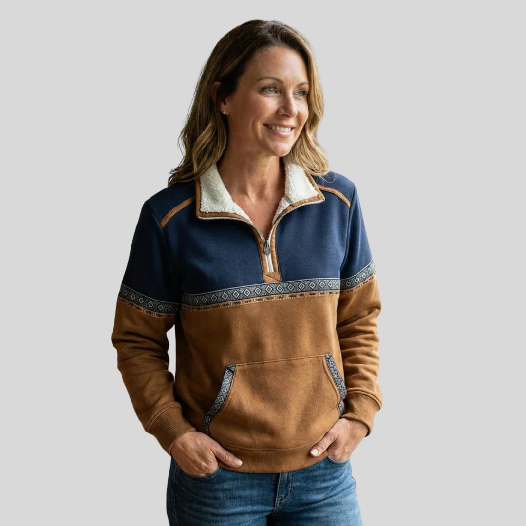 Alvette™ | Camisola com gola sherpa e meio fecho
