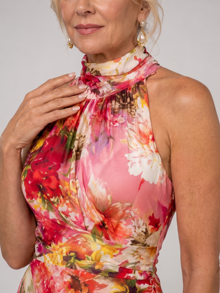 Elisabetta | Vestido maxi floral com decote coração