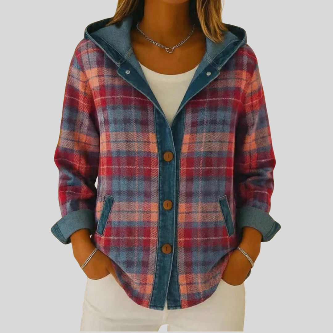 Kellaway™ | Camisa-casaco aos quadrados com capuz
