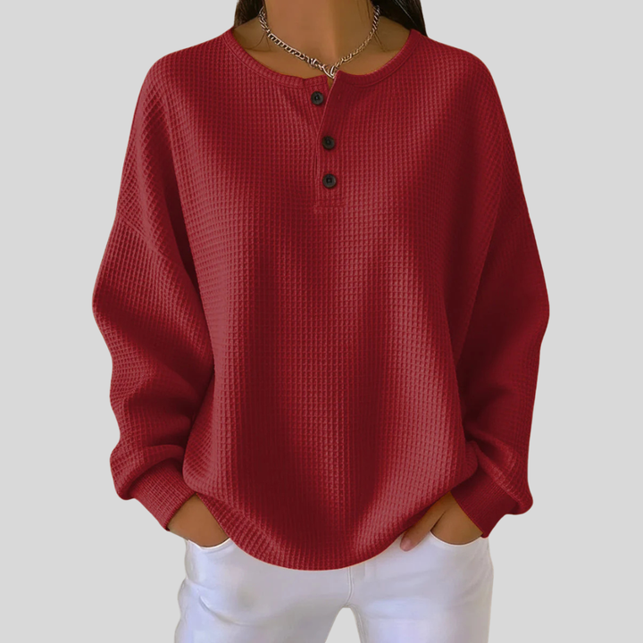 Nessa™ | Sweatshirt Henley descontraída