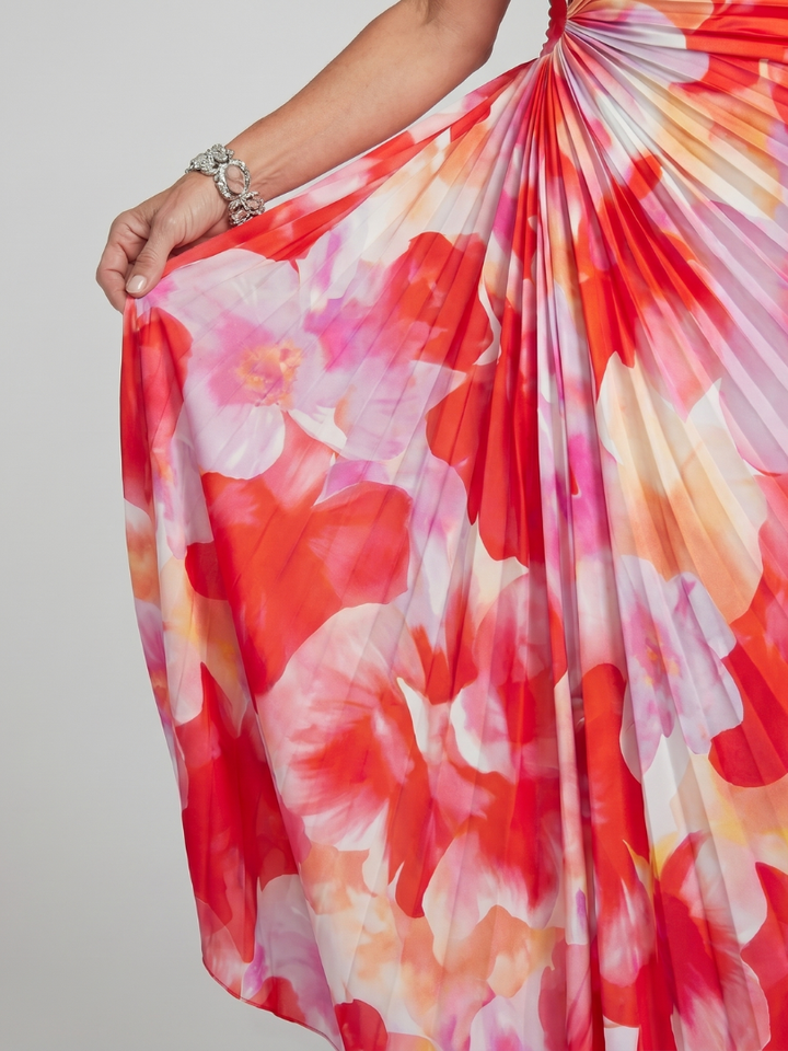 Taya | Vestido midi de um ombro com corpete plissado