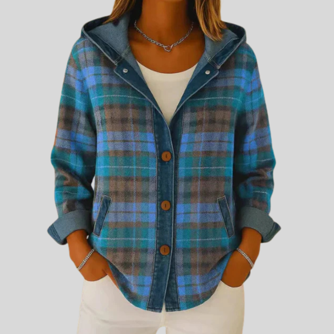Hildred™ | Camisa-casaco aos quadrados com capuz