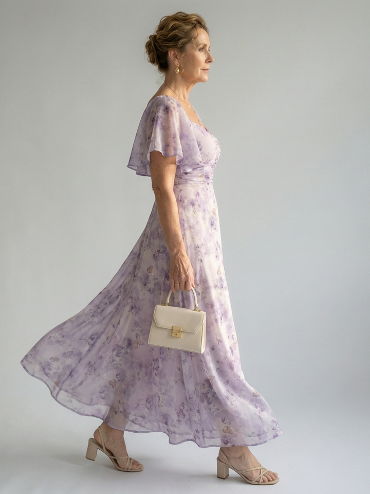 Vaelis | Vestido midi com mangas esvoaçantes