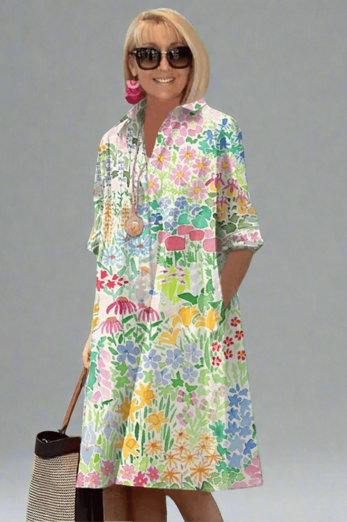 Natalie – Vestido midi floral de verão luxuoso para um estilo sem esforço