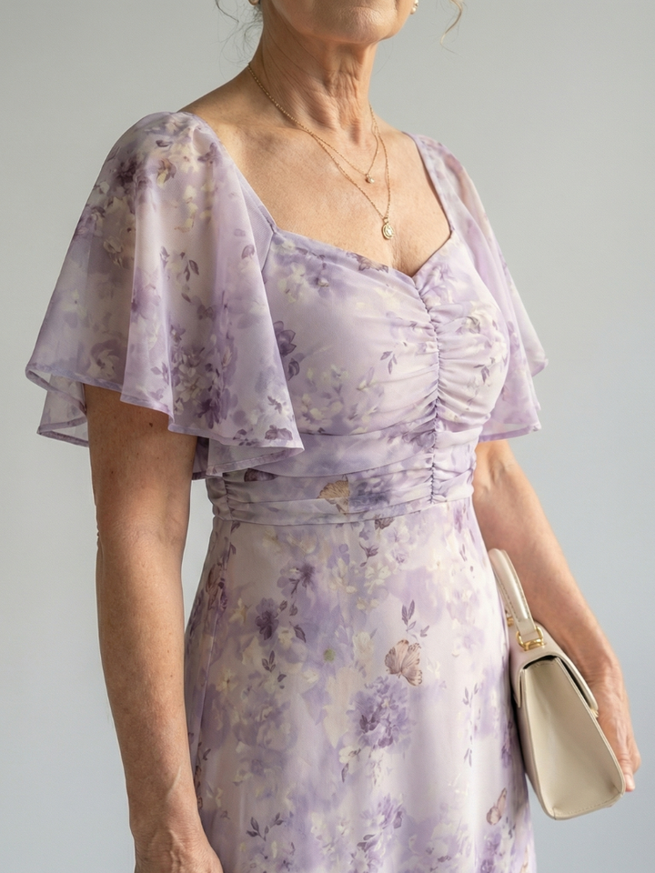 Vaelis | Vestido midi com mangas esvoaçantes
