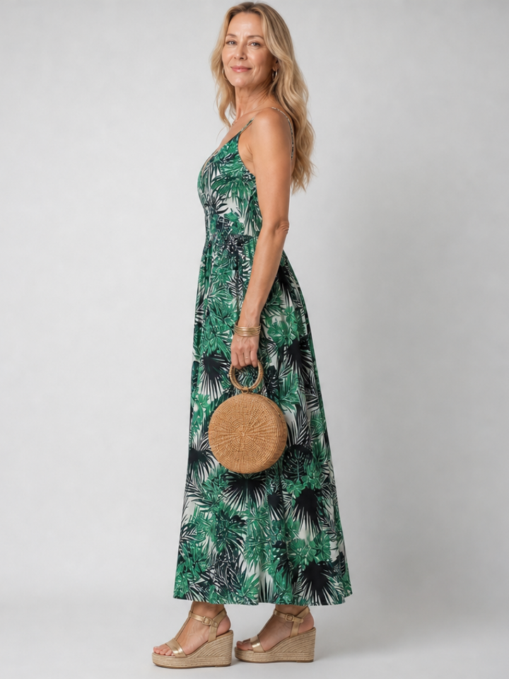 Gisèle | Vestido midi floral com decote em V