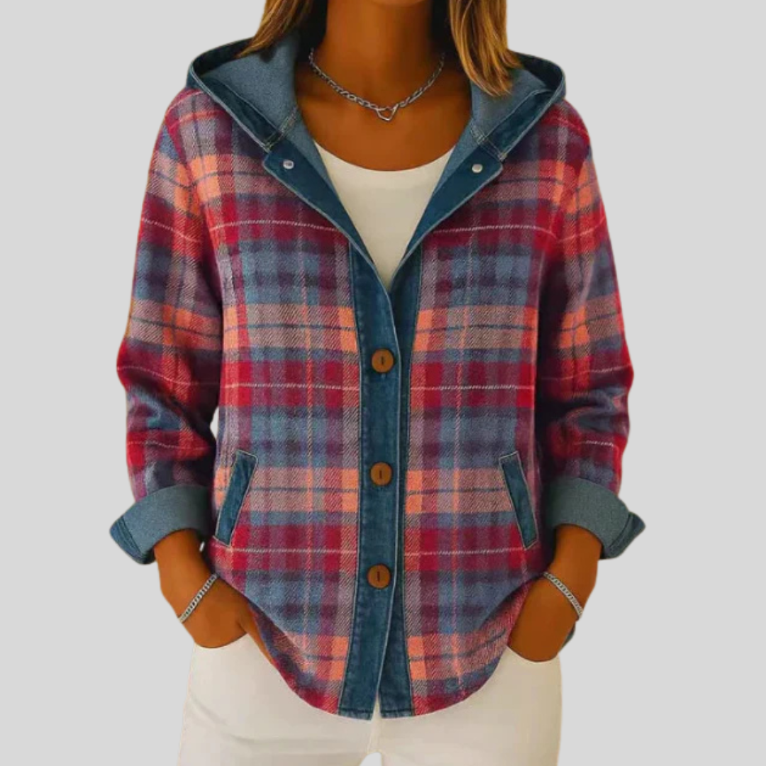 Hildred™ | Camisa-casaco aos quadrados com capuz
