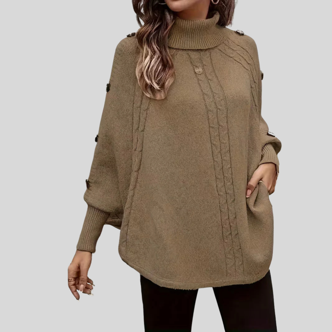 Norelle™ | Camisola de malha entrançada com gola subida