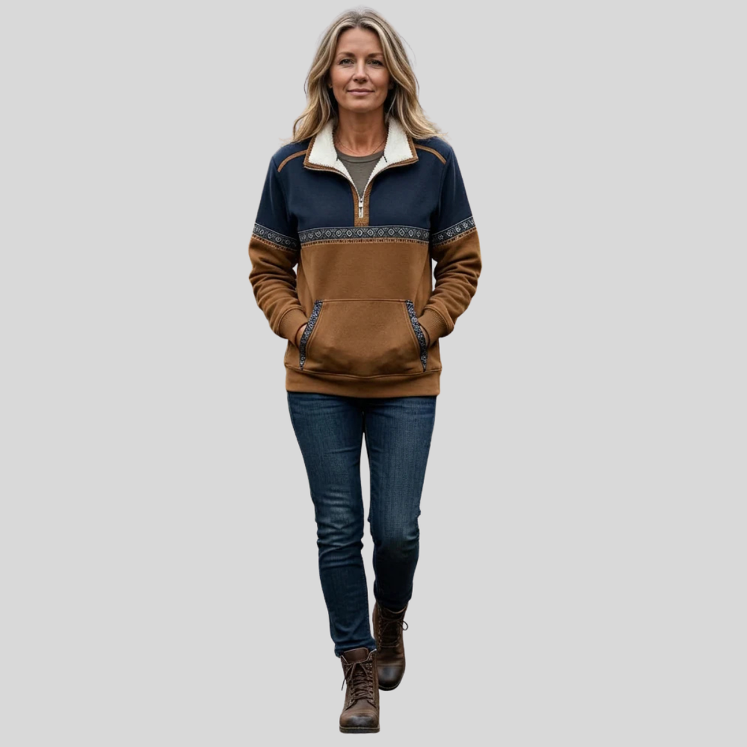 Alvette™ | Camisola com gola sherpa e meio fecho