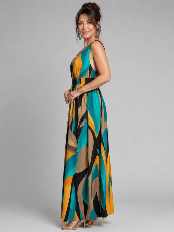 Zélia | Vestido maxi império com decote em V