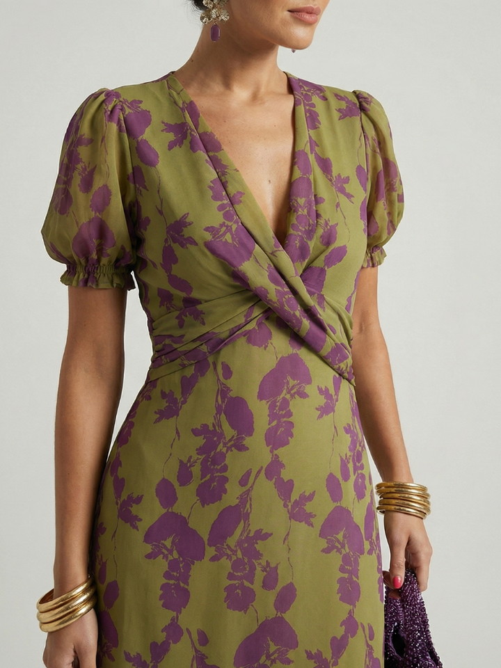 Viviane | Vestido midi floral envelope